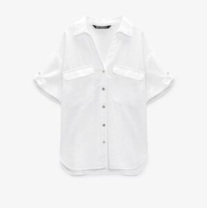Zara Linen Blend Short Sleeve Shirt